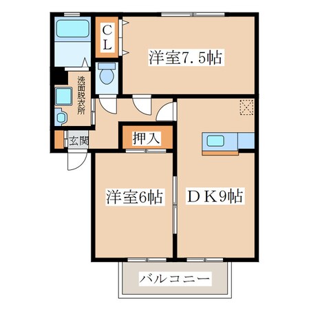 エンゼルタウン笠之原　Ａ棟の物件間取画像